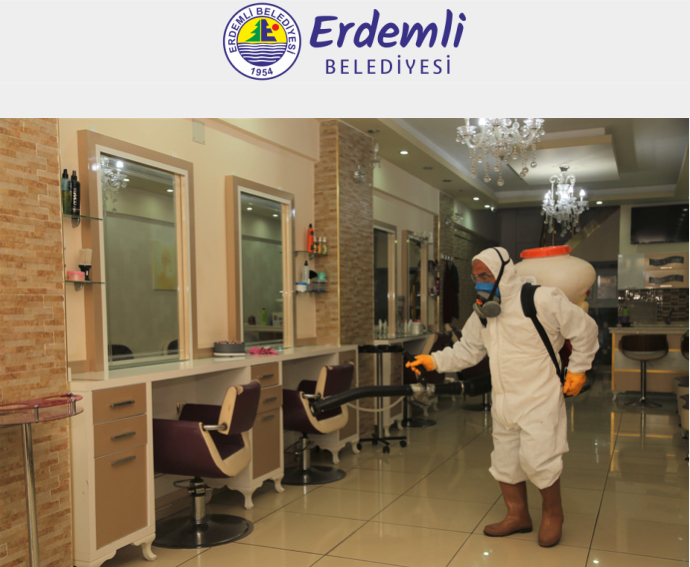 Erdemli’de Berber ve Kuaförlere Açılış Öncesi Hummalı Temizlik