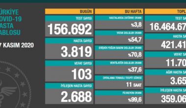 Türkiye’de son 24 saatte 103 kişi hayatını kaybetti.