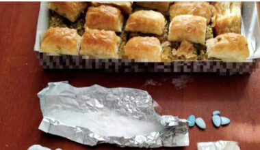 Uyuşturucuları kutudaki baklavaların arasına gizlemiş