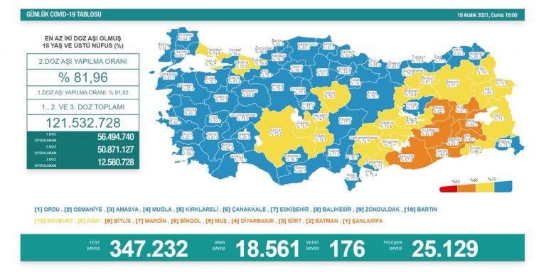Türkiye’de Koronavirüs | 176 kişi daha hayatını kaybetti, 18 bin 561 yeni vaka tespit edildi