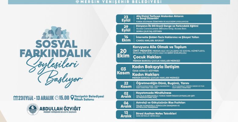 Yenişehir Belediyesi “Sosyal Farkındalık Söyleşileri”başlıyor