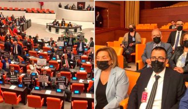 “Sansür yasası” teklifi TBMM’de protesto edildi: CHP’li vekiller pankart açtı, gazeteciler siyah maske taktı