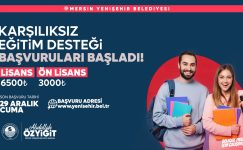 Yenişehir Belediyesinin karşılıksız eğitim desteği başvuruları başladı