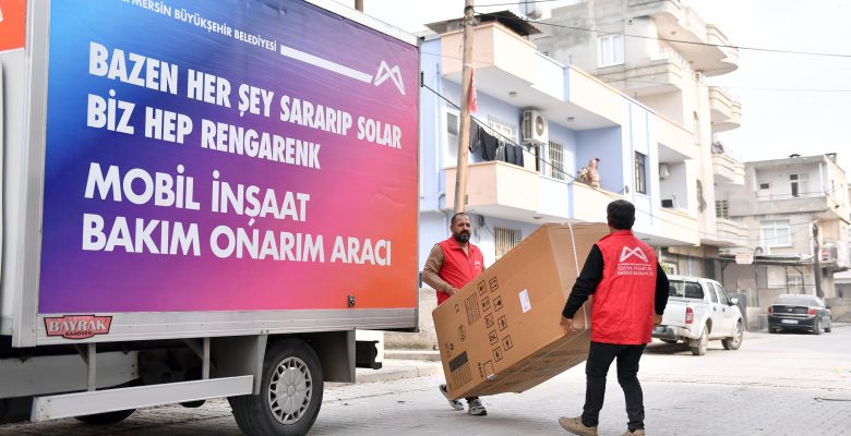 BÜYÜKŞEHİR’İN YANGIN MAĞDURU AİLELERE EŞYA DESTEĞİ SÜRÜYOR