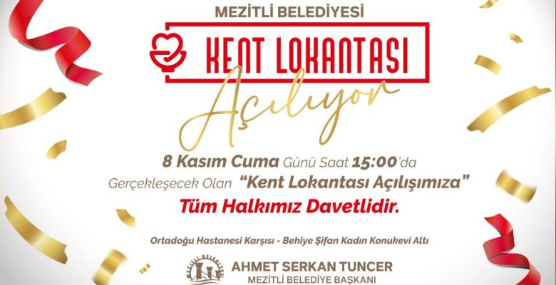 MEZİTLİ BELEDİYESİ’NDEN HALKA DESTEK, KENT LOKANTASI 8 KASIM’DA AÇILIYOR!